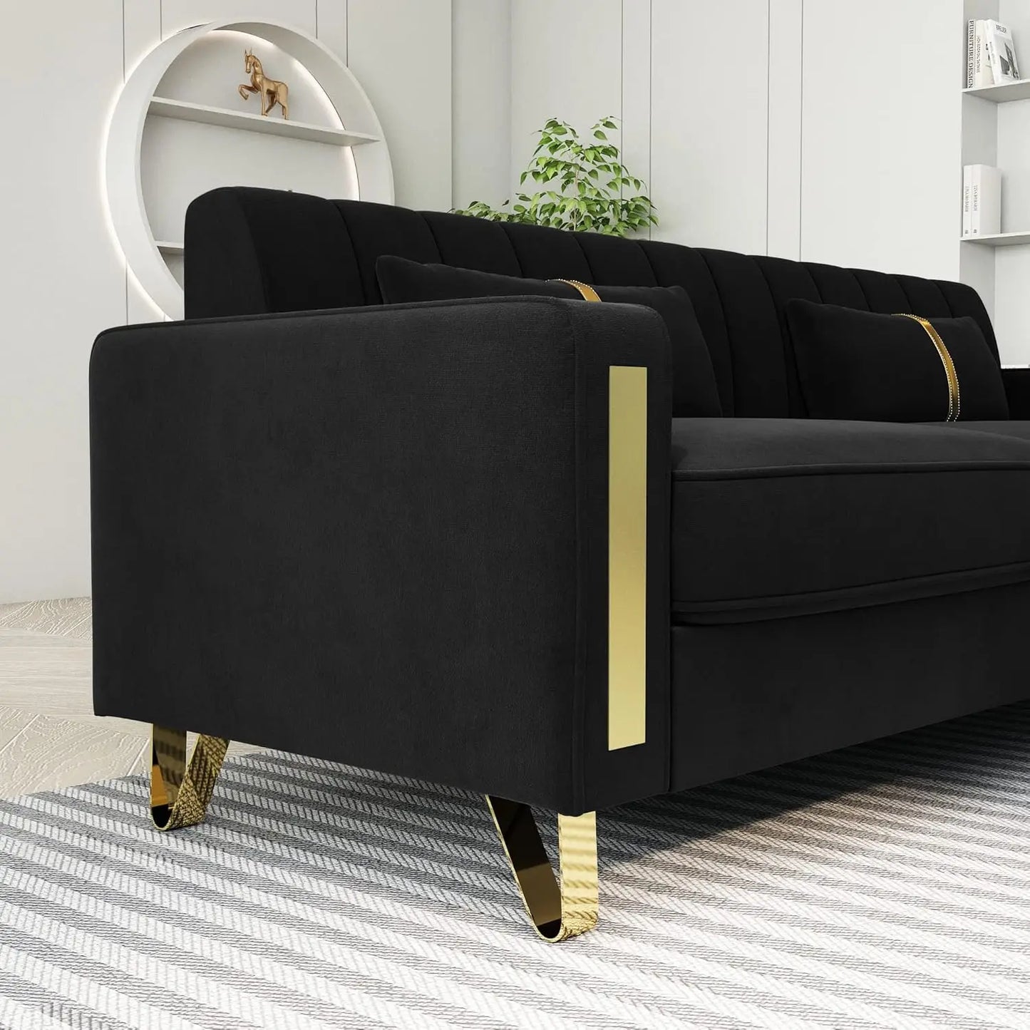 Sofa Chaise for Living Room Office Apartment Black