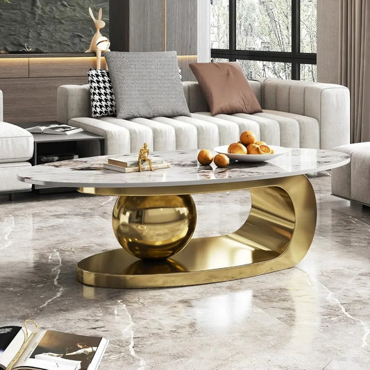 Modern Oval Stone Coffee Table