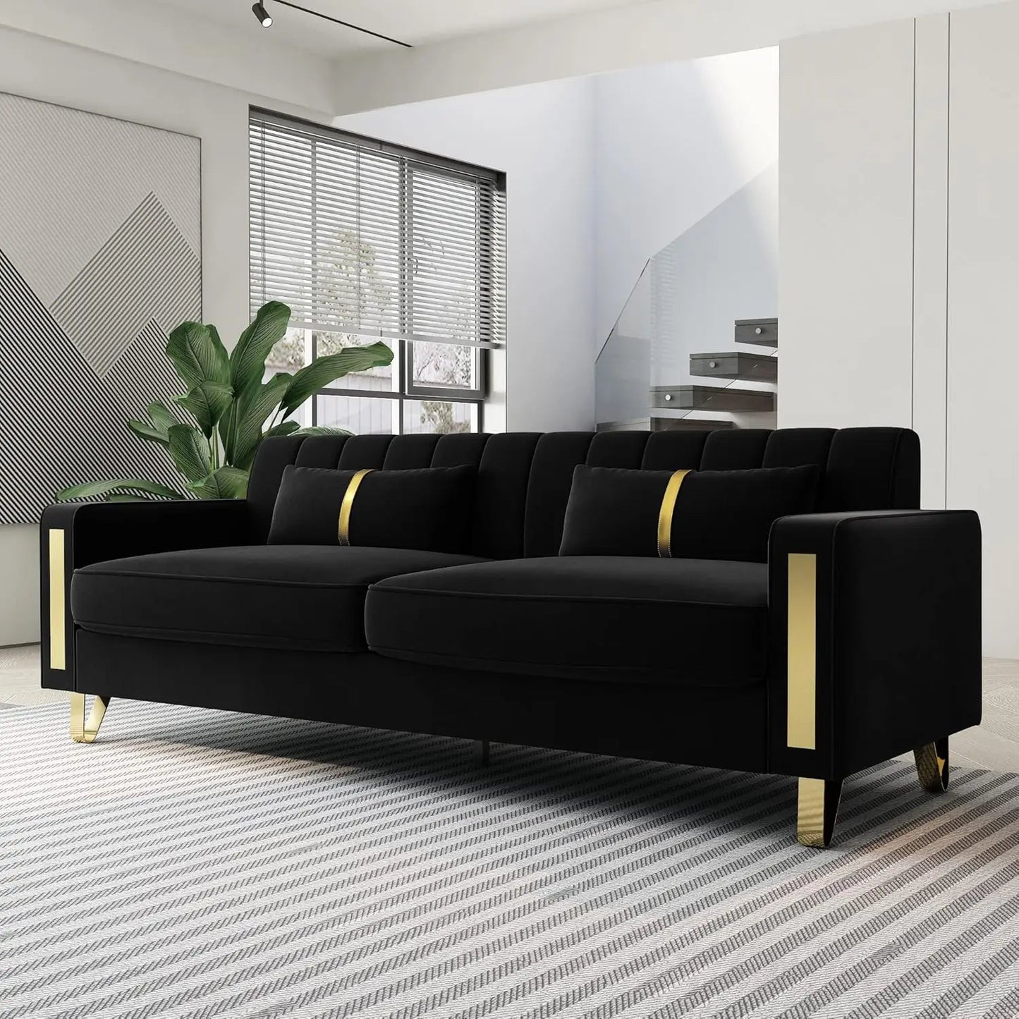 Sofa Chaise for Living Room Office Apartment Black