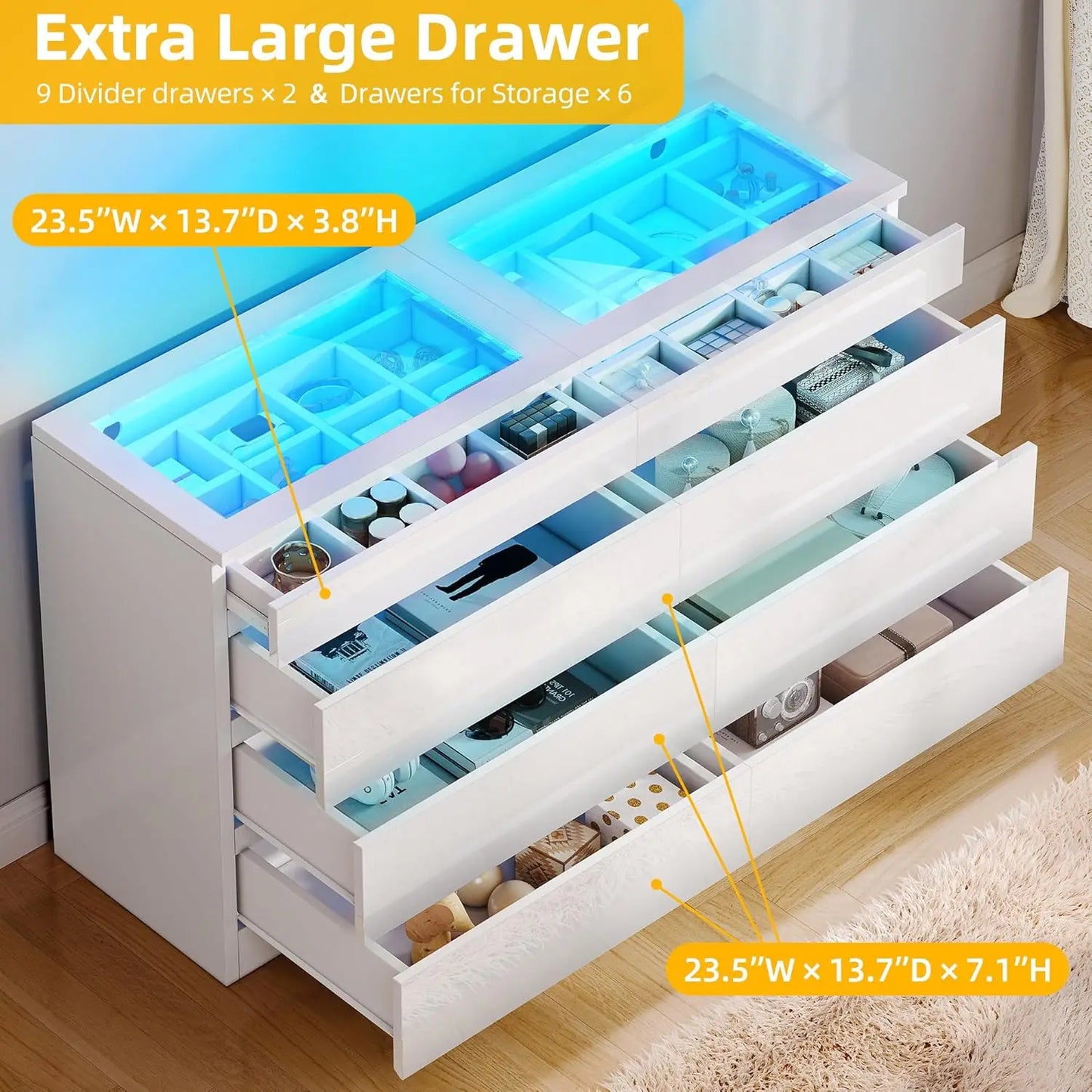 8 Drawer Dresser with LED