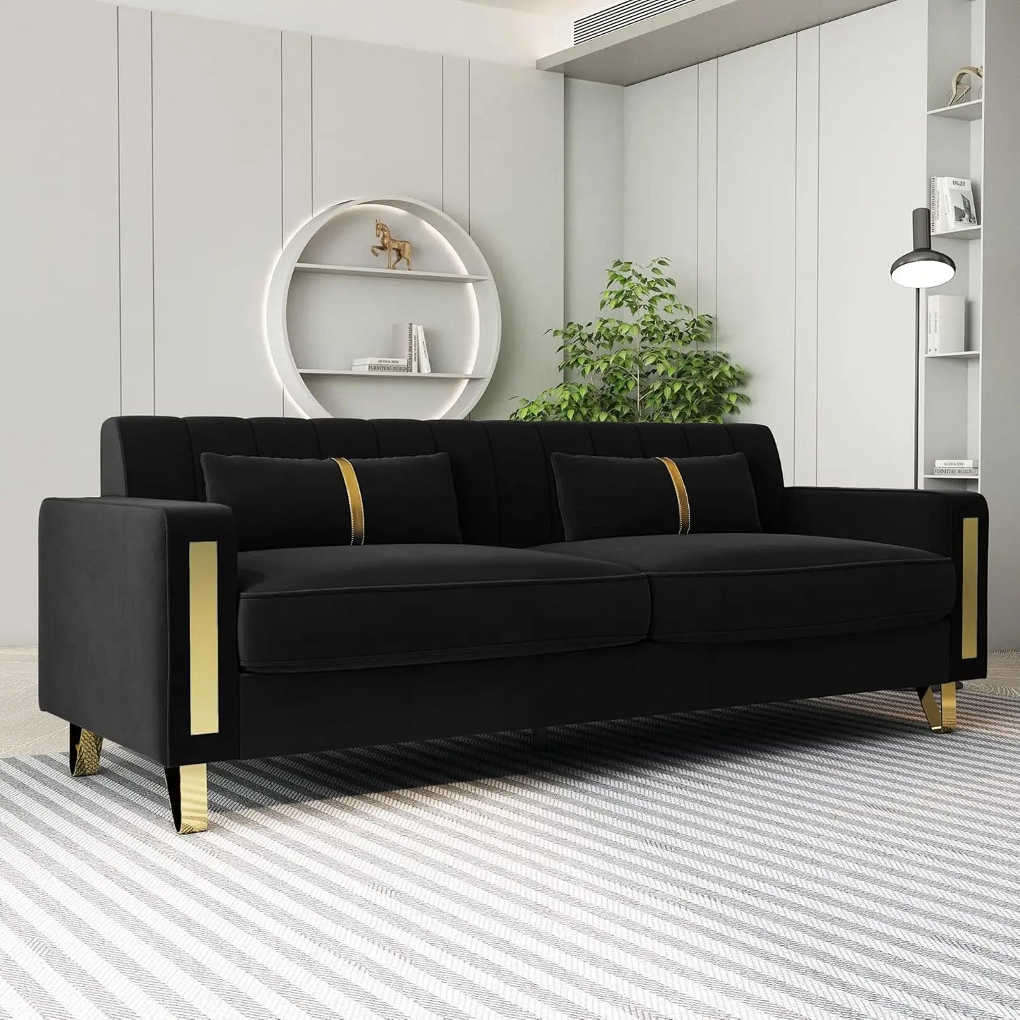 Sofa Chaise for Living Room Office Apartment Black